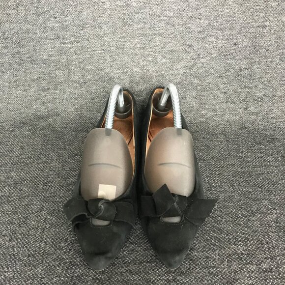 Madewell Womens French Knot Skimmer Black Suede Bow Pointed Toe Ballet Flats 9 - Picture 5 of 11